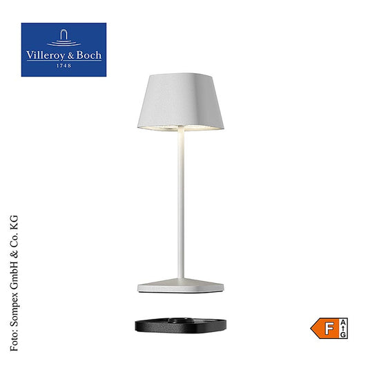  Moderne tafellamp Neapel MICRO in wit aluminium, 20x65x65cm, met oplaadbare batterij