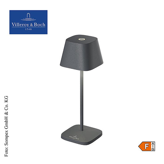 Tafellamp Neapel MICRO, met oplaadbare batterij, 20x65x65cm, aluminium, antraciet (97011), 1 st afbeelding met moderne tafellamp in antraciet aluminium 