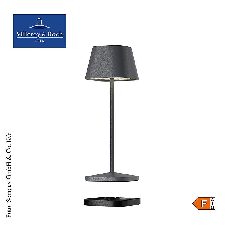  Tafellamp Neapel MICRO met oplaadbare batterij, 20x65x65cm, aluminium, antraciet (97011), 1 st, sfeervolle verlichtingsoptie met oplaadbare batterij