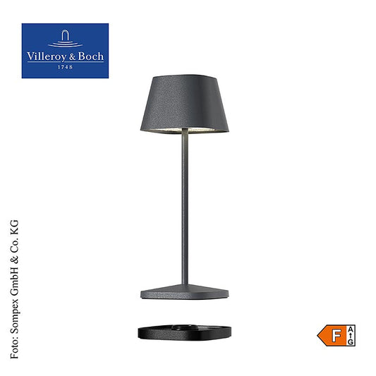  Tafellamp Neapel MICRO met oplaadbare batterij, 20x65x65cm, aluminium, antraciet (97011), 1 st, sfeervolle verlichtingsoptie met oplaadbare batterij