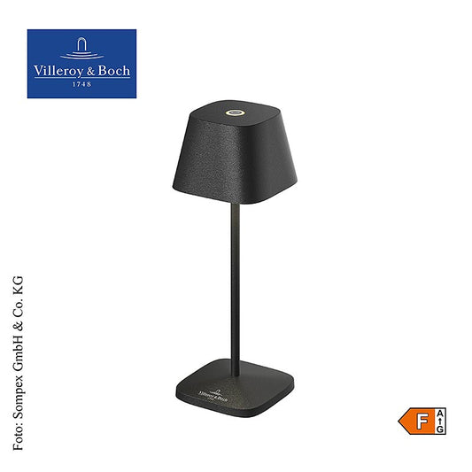 Tafellamp Neapel MICRO in zwart aluminium, 20x65x65cm, met oplaadbare batterij