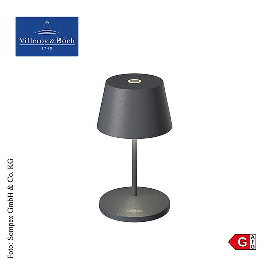 Modern antraciet aluminium Tafellamp SEOUL 20 with rechargeable battery, sized 20x11cm (96871)