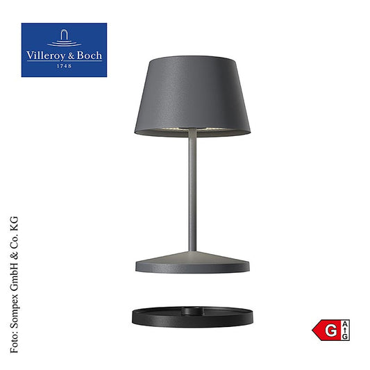 Moderne tafellamp in antracietkleurig aluminium, 20x11cm, met oplaadbare batterij