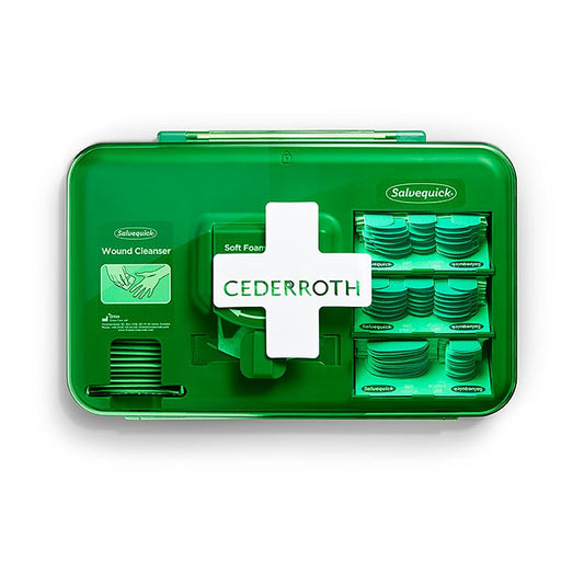  Blauwe wondverzorgingsdispenser van Cederroth met pleisterstation