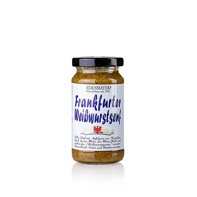 Delicious Frankfurt witte worst mosterd with apple wine and Kornmayer in a 210 ml bottle, perfect for adding flavor to your favorite dishes