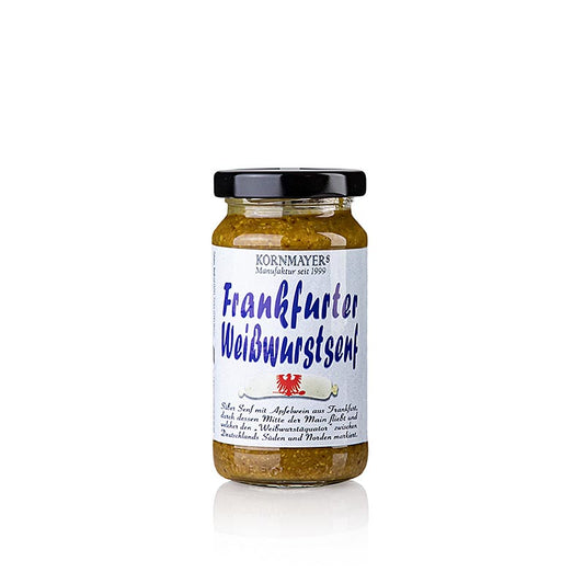 Delicious Frankfurt witte worst mosterd with apple wine and Kornmayer in a 210 ml bottle, perfect for adding flavor to your favorite dishes