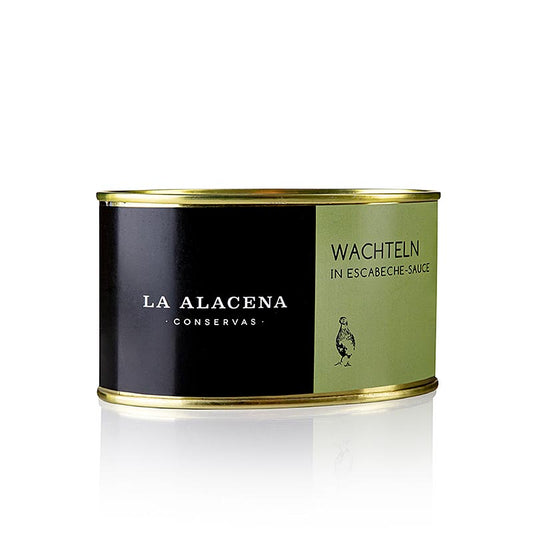 Two quails in escabeche marinade, packaged by La Alacena, weighing 495 grams