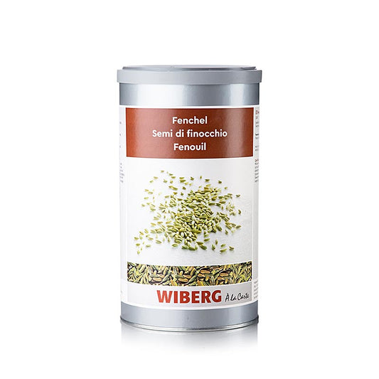 Foto van een 420 g verpakking van Wiberg venkelzaad, heel, met vershoudfunctie