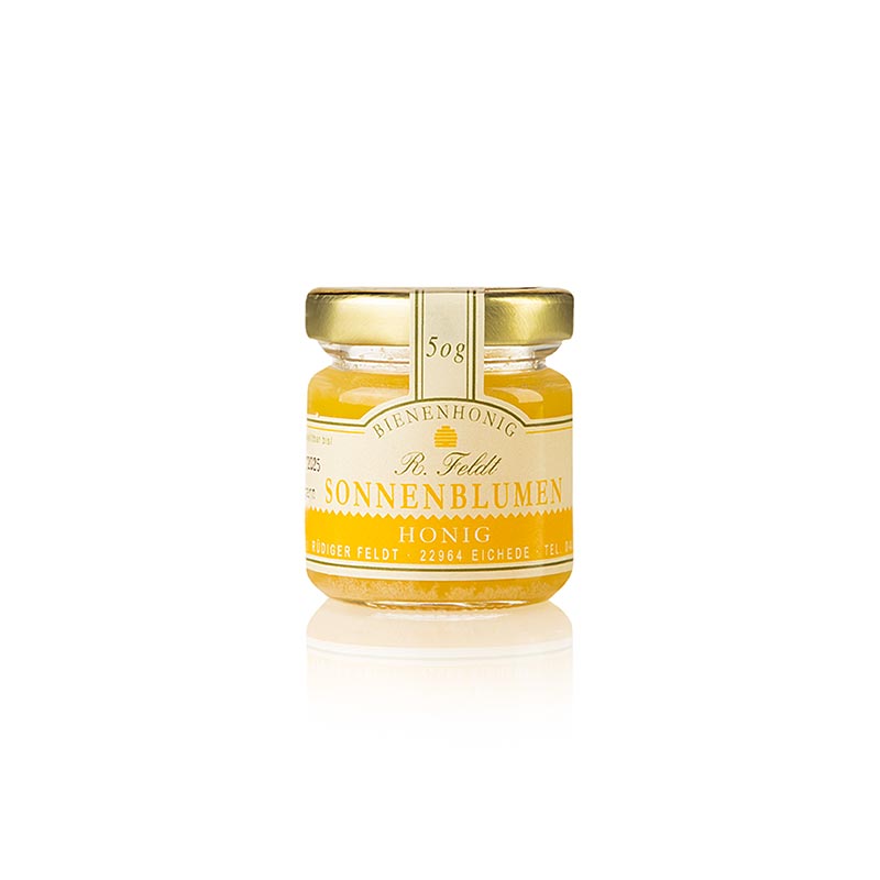 Zonnebloemhoning, portie pot, Feldt bijenstal, 50 g