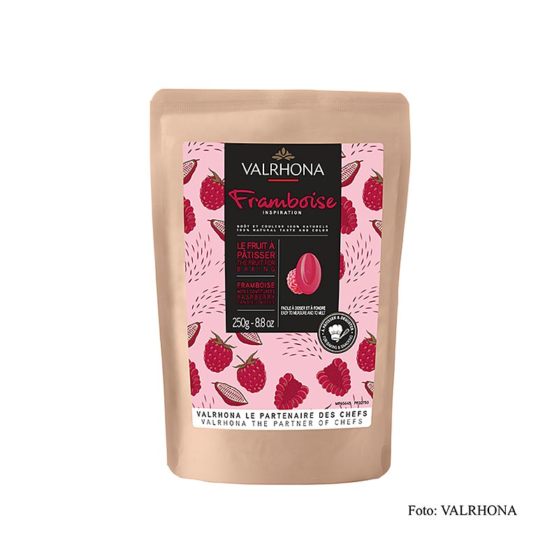 Valrhona Inspiration Framboos, frambozenspecialiteit met cacaoboter (32750), 250 g