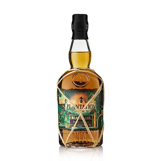 Image of Plantation Rum Black Cask bottle from Barbados and Cuba, 40% Vol, 07 liters, showcasing the premium quality and unique blend of flavors