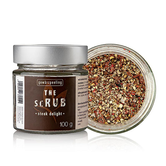 100g package of Serious Taste 'de scrub - steak delight' seasoning for savory, mouthwatering flavor on grilled meats and more