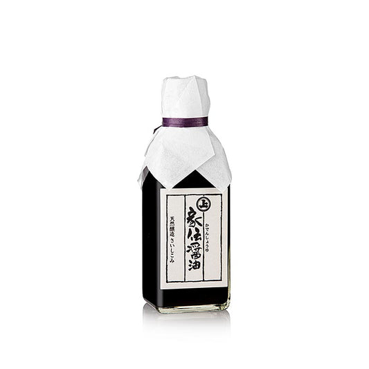 Authentic Saishikomi Shoyu soy sauce from Ando, Japan, in a 200 ml bottle