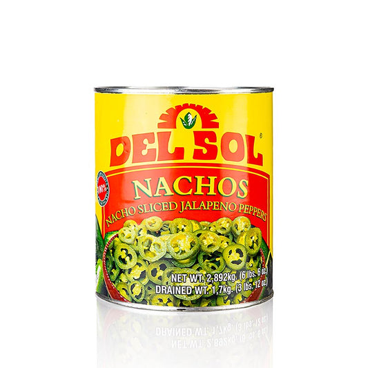 Chilipepers Jalapenos, groen, gesneden, Del Sol, 2,89 kg