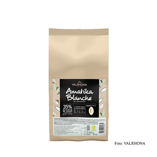 Valrhona AMATIKA, VEGAN witte couverture, 35% cacao, Callets (43096), 3 kg - high quality vegan white chocolate for professional pastry chefs and chocolatiers