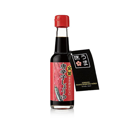 Sojasaus met chilipeper uit Japan, Fueki Kinbue Tougarashi Shoyu, 150 ml