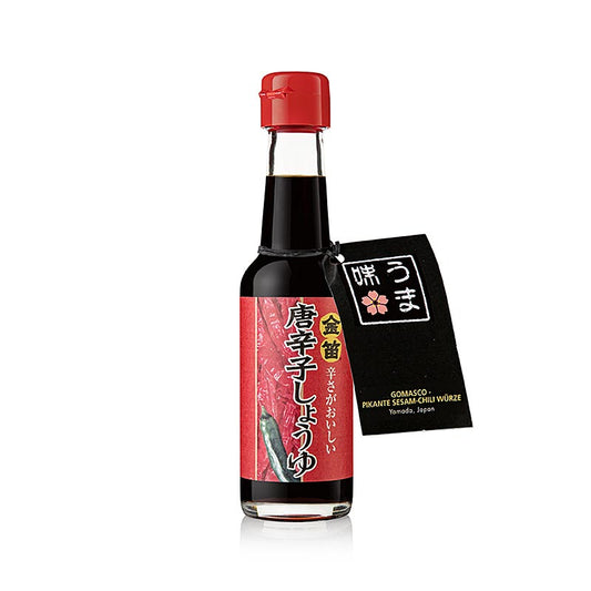 Sojasaus met chilipeper uit Japan, Fueki Kinbue Tougarashi Shoyu, 150 ml