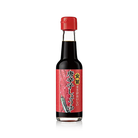 Pittige Kinbue Tougarashi Shoyu sojasaus, geïmporteerd uit Japan