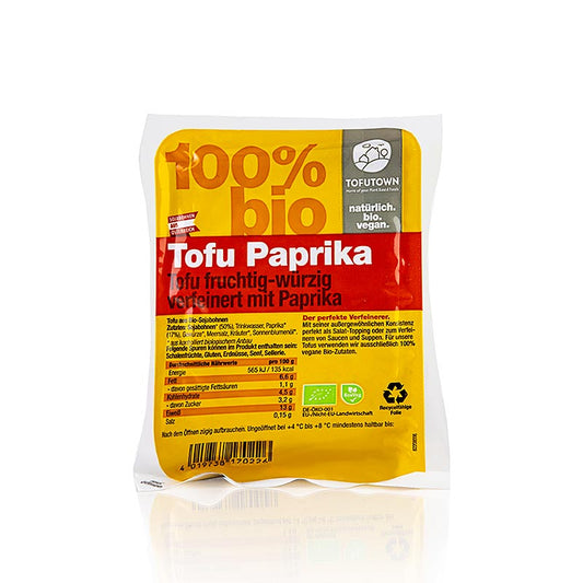 Biologische stevige tofu met paprika van Tofutown, 250 gram verpakking