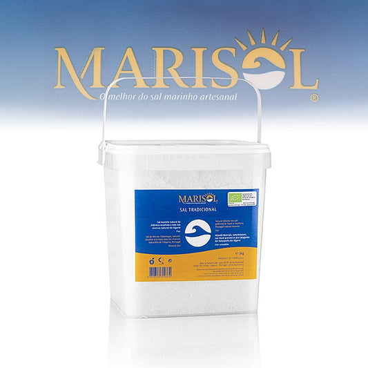 Marisol® Sal Tradicional zeezout, middelgrof, wit, vochtig, CERTIPLANET, BIO, 5 kg