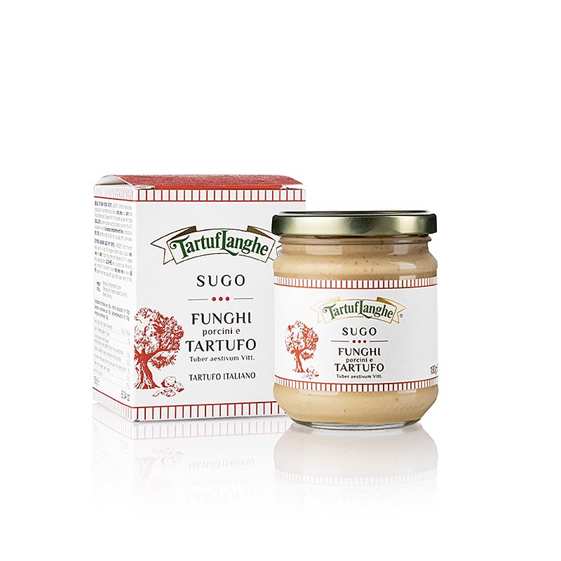 Porcini paddenstoelen- en truffelsaus, Tartuflanghe, 180 g - heerlijke saus met de smaak van porcini paddenstoelen en truffels, perfect voor pasta en vleesgerechten