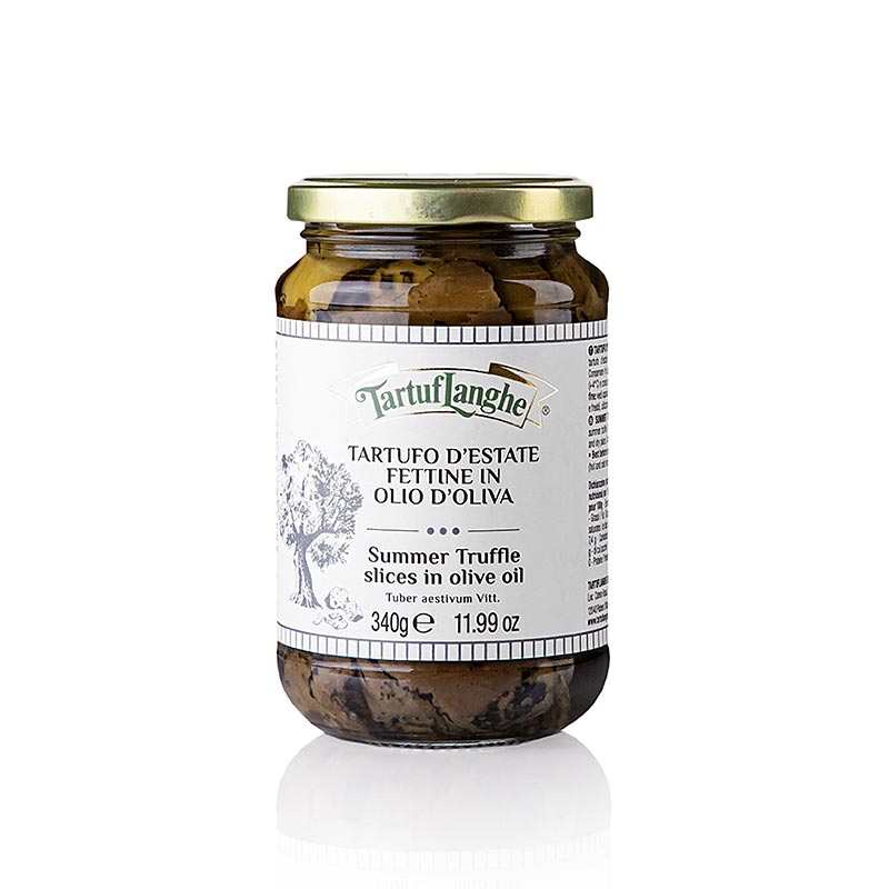 Delicious Zomertruffels slices preserved in flavorful olijfolie by Tartuflanghe, 340 g