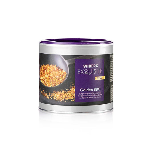 Productafbeelding van Wiberg Golden BBQ kruidenmix met gerookte rietsuiker, 320 g, perfect voor het op smaak brengen van vlees, vis en groenten op de barbecue