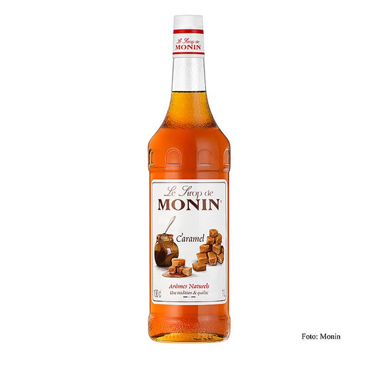 Monin karamelsiroop, 1 liter fles, perfect voor het zoeten van drankjes