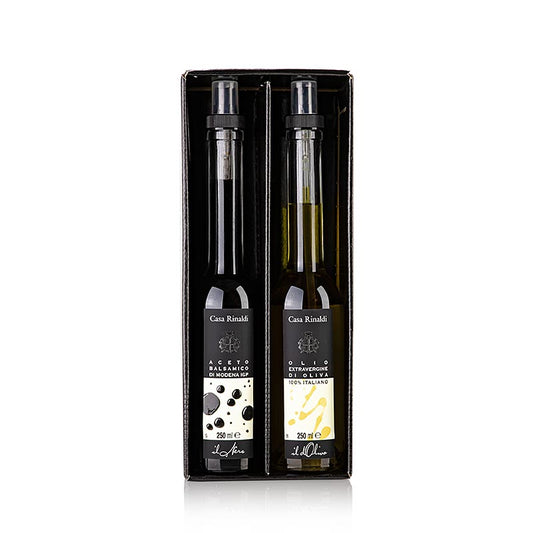 Set Opera - Aceto Balsamico di Modena & Extra Virgin Olive Oil, CasaRinaldi, 500 ml, two 250 ml bottles, premium Italian condiment and oil combo