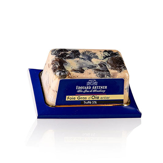 Ganzenleverblok met 5% truffel, met stukjes, Feyel, 180 g - Luxe foie gras product met toegevoegde truffel, perfect voor fijne gerechten