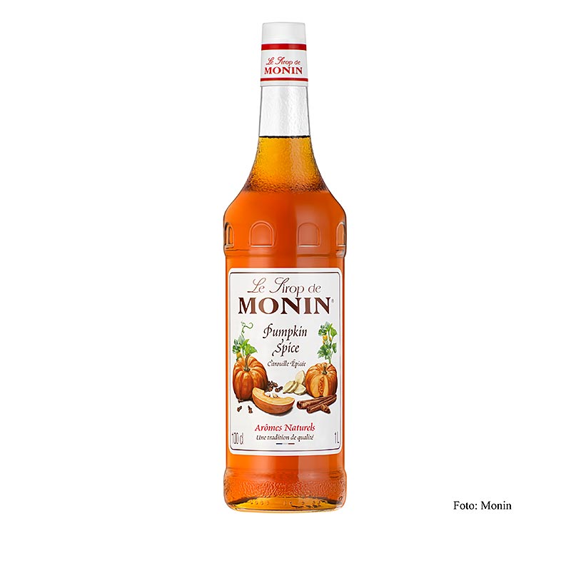 Monin Pompoensiroop 1:8, 1 liter - Een fles van 1 liter pompoensiroop met een verhouding van 1:8