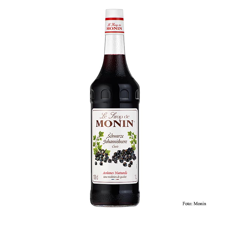 Monin Zwartebessensiroop 1:8, 1 liter - high-quality blackcurrant syrup in a convenient 1 liter bottle