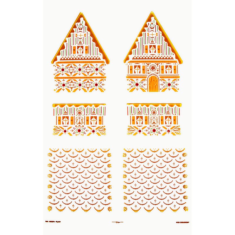 Afneembare folie "Peperkoekhuisje" voor chocolade, losse onderdelen, 11x11,5x15,5 cm, PCB, 4 stuks