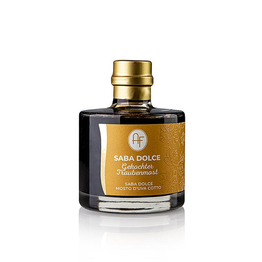 Alt text: Gekookte druivenmost Saba from Appennino, 200 ml bottle, a sweet and rich grape syrup perfect for drizzling over desserts and cheese platters