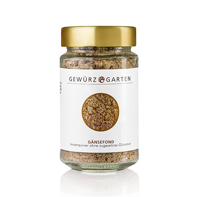 Organic Gewürzgarten ganzenbouillon, a 150g instant powder without added glutamate, ideal for savory dishes and soups