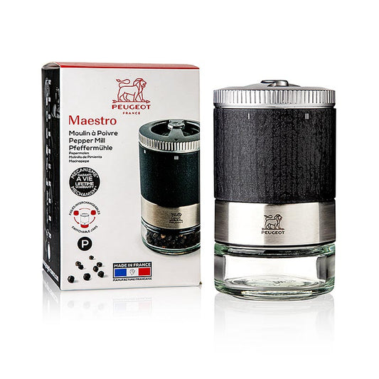 A high-quality Peugeot Pepermolen MAESTRO U'SELECT 11cm with adjustable grinding, perfect for grinding fresh peppercorns and enhancing the flavor of your dishes