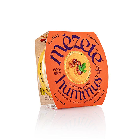 Gourmet hummus met geroosterde rode paprika, kikkererwtenpuree, mezze, 215 g