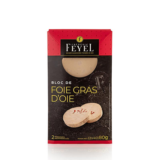 Ganzenleverblok, foie gras, 2x40 g in plakjes, Feyel, 80 g, 2 st