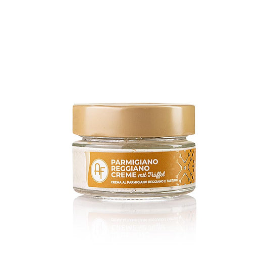 Delicious 90g Parmesan cream made from milk of white cows, with aromatic truffle by Appennino Food, perfect for enhancing your dishes