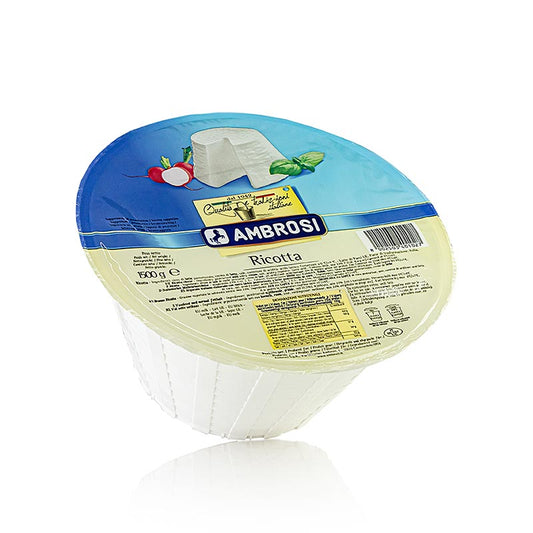 Verse Ricotta kaas van Ambrosi, gemaakt van hoogwaardige koemelk, in een verpakking van 15 kg
