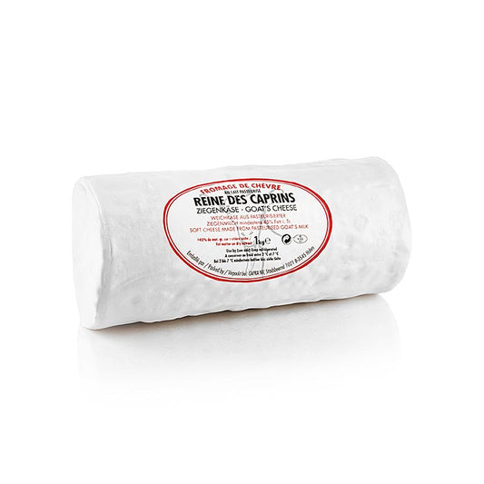 Geitenkaasrol met fijne vorm, Reine des Caprins, 1 kg - een heerlijke en romige geitenkaas in de vorm van een rol, perfect voor liefhebbers van geitenkaas, 1 kilogram verpakking