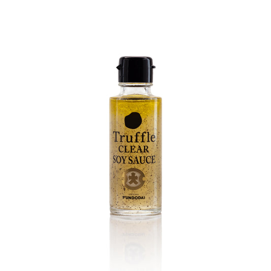 100 ml bottle of Fundodai Truffelsojasaus, a special clear soy sauce with truffle from Japan, available at a special price until August 23, 2024