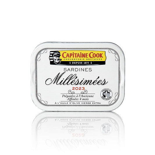 Sardines, heel, in olijfolie, oogstjaar 2023, Capitaine Cook, Frankrijk, 115 g