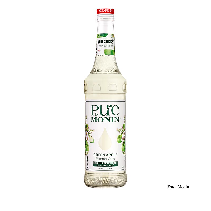 Monin PURE - Groene Appel, ongezoet, 1:25, 700 ml, een natuurlijke en suikervrije groene appelsmaak siroop van 700 ml