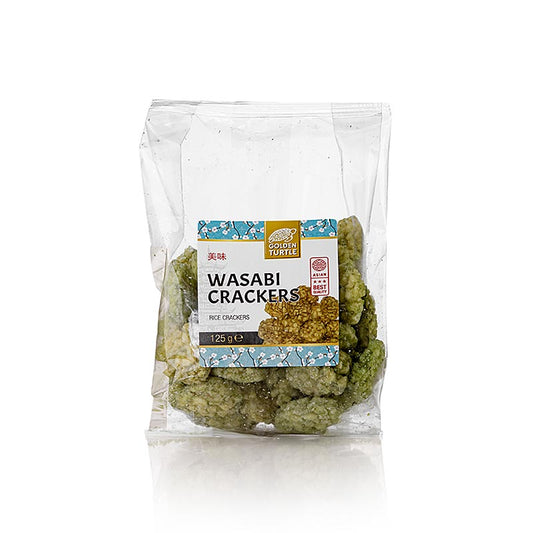 125 g verpakking van Barsnack Wasabi Cracker, een pittige en knapperige snack