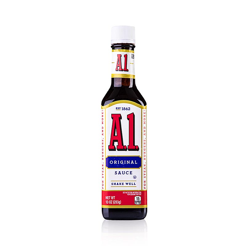 Alt text: Afbeelding van een fles Steak saus A1 van 245 ml, een heerlijke smaakvolle saus perfect voor het op smaak brengen van vlees- en grillgerechten