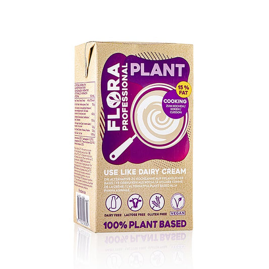 Flora Professional Plantaardige kookroom, veganistische roomvervanger, 15% vet, 1 liter - Een veganistische roomvervanger met 15% vet, perfect voor koken