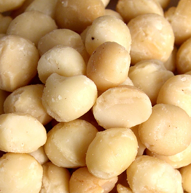 Macadamianoten, heel, geroosterd, met zonnebloemolie, gezouten, 1 kg