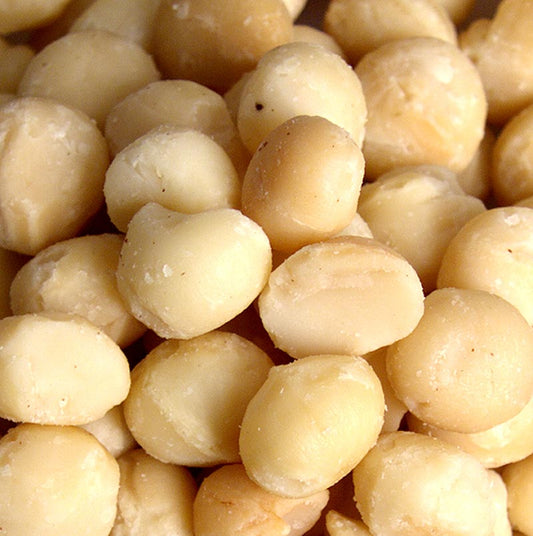 Macadamianoten, heel, geroosterd, met zonnebloemolie, gezouten, 1 kg