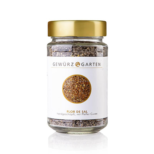 Handgeschept Flor de Sal met peper cuvee, 170 g, van Gewürzgarten